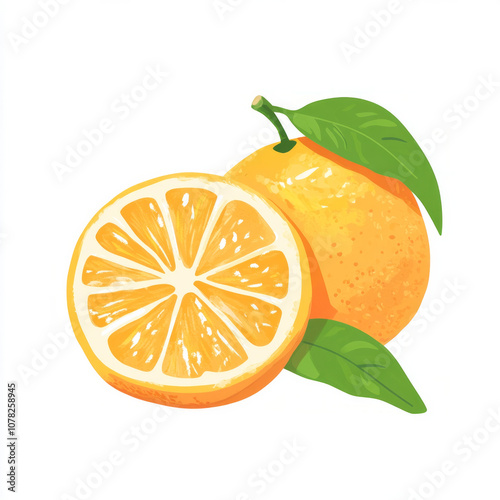 Fresh orange sliced and isolated on white background. AI generative. photo