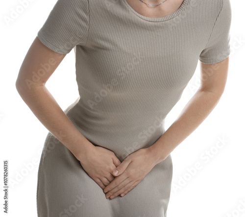 Wallpaper Mural STD (sexually transmitted disease). Woman suffering from symptoms on white background, closeup Torontodigital.ca