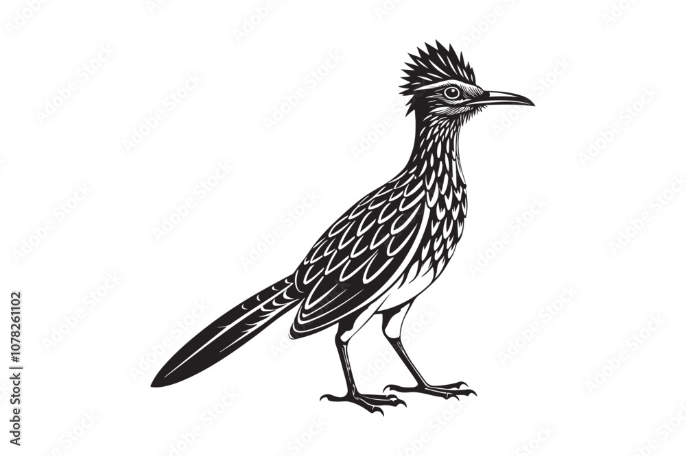Fototapeta premium Greater Roadrunner silhouette vector bundle illustration, Greater Roadrunner silhouette 