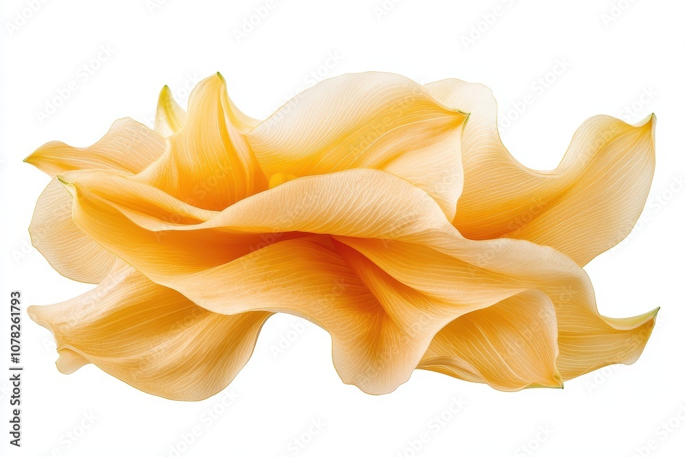 Big yellow lily set against a white backdrop