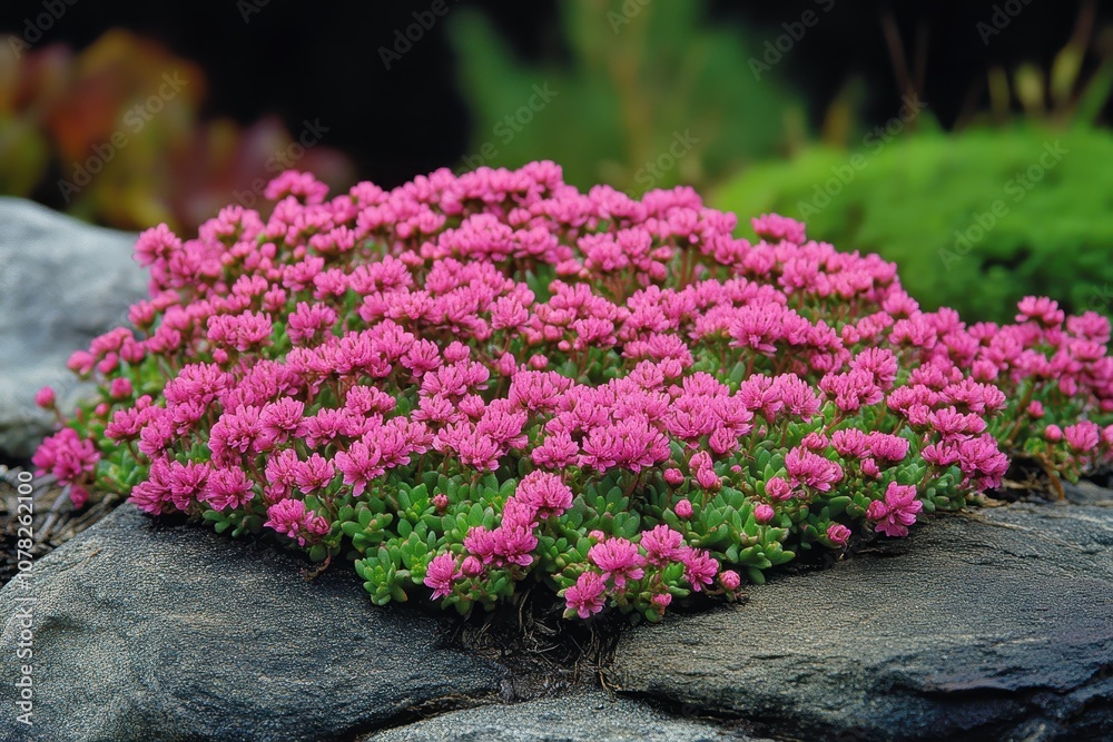 Naklejka premium blossoming Phedimus spurium succulent