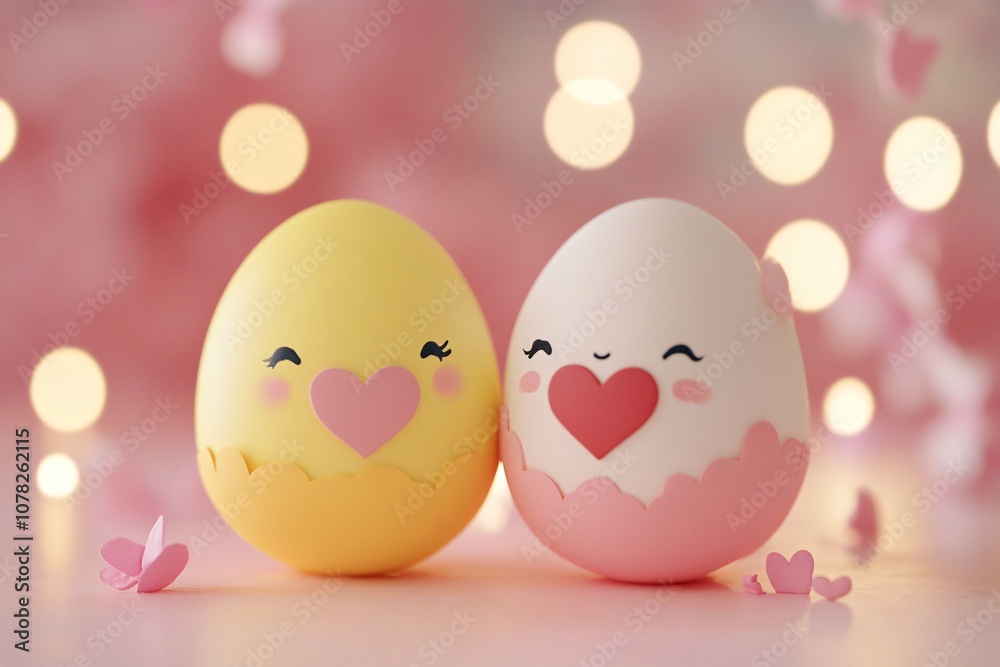 Cute Easter Eggs with Heart and Blush Designs on a Soft Pink Background Perfect for Celebrating Spring Festivals and Easter Holiday Themes in Photography Projects Cute Easter Eggs with Heart and Blush Designs on a Soft Pink Background Perfect for Celebrating Spring Festivals and Easter Holiday Themes in Photography Projects