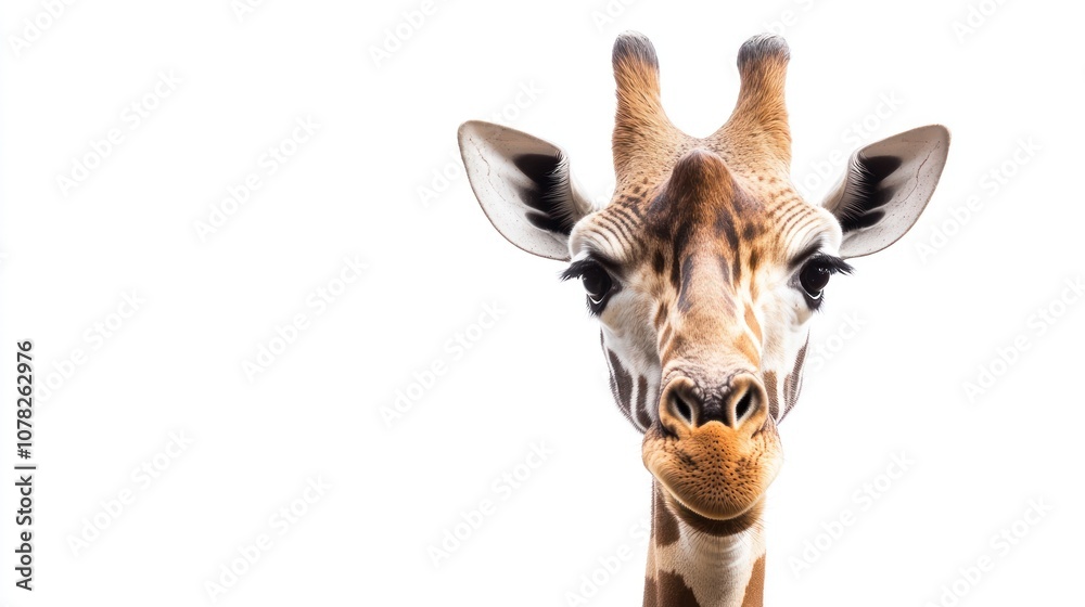 Fototapeta premium Close-up Portrait of a Curious Giraffe