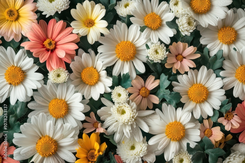 Obraz premium Chrysanthemum carinatum Joyful mixed blooms in the garden