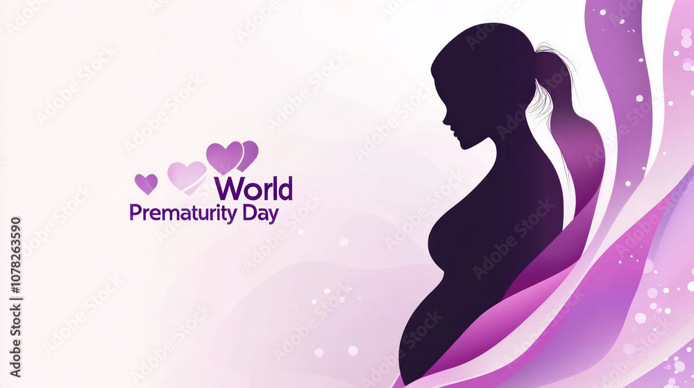 World Prematurity Day with a pregnant woman silhouette World Prematurity Day with a pregnant woman silhouette