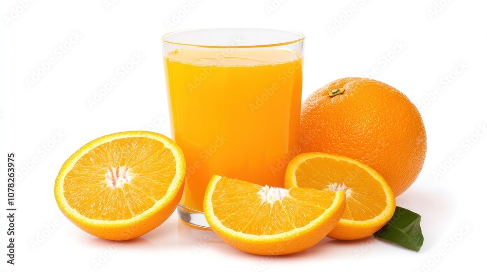 Glass of Orange Juice with Fresh Oranges Glass of Orange Juice with Fresh Oranges