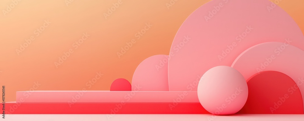 Abstract Geometric Shapes in Pink and Orange. Abstract Geometric Shapes in Pink and Orange.