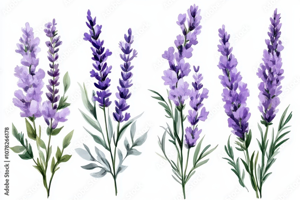 Obraz premium Isolated white backdrop with lovely lavender blooms