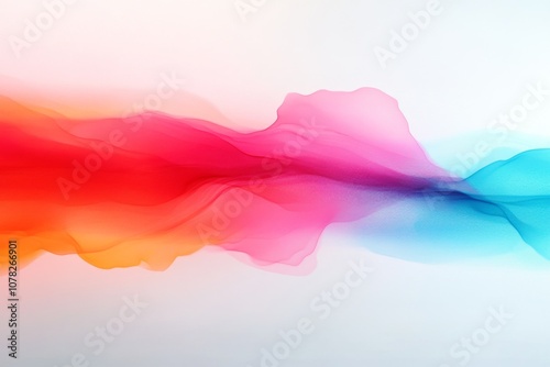 Red and Blue Flowing Smoke Wave on White Background