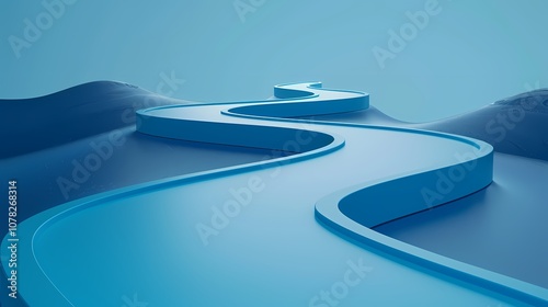 digital technology 3d blue road scene poster background