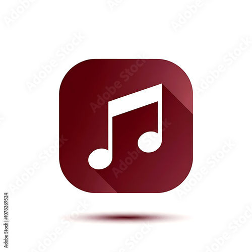 Minimalist Music Note App Icon with Deep Red Background and Floating Effect 