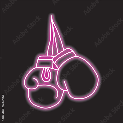 neon boxing gloves isolated on black background. boxing gloves icon with glowing neon lines. Vector illustration.