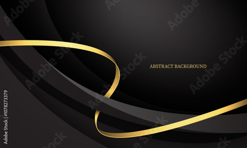 Abstract black gold ribbon luxury wave curve with blank space for text place design modern creative background vector illustration.