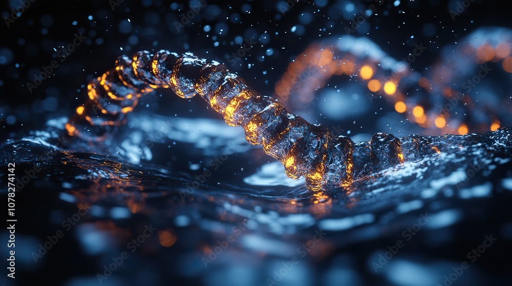dna with water surface background 3d rendering dna with water surface background 3d rendering