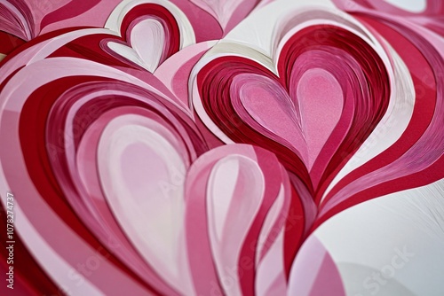 Beautifully Crafted Paper Hearts in Shades of Pink and Red, Ideal for Celebrating Love, Romance, or Valentine's Day Celebrations