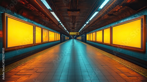 empty billboards in subway stations photo