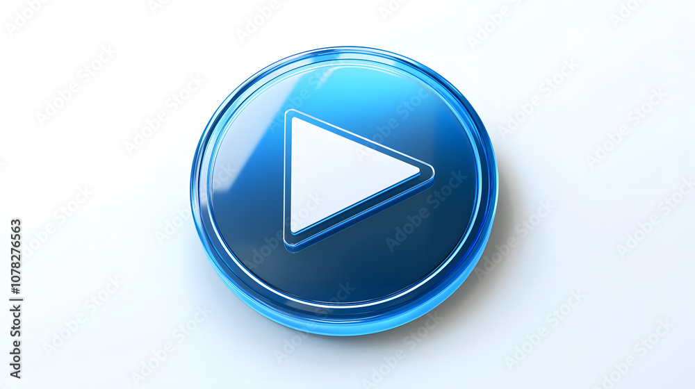 Blue play button icon on a white background Blue play button icon on a white background