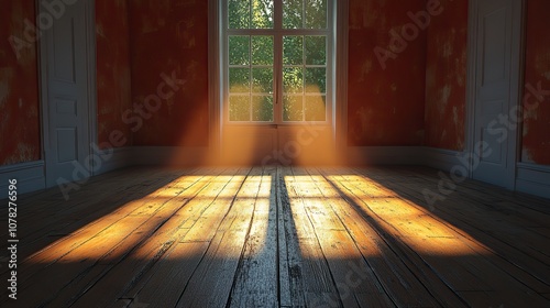 empty room with light comes in 3d rendering photo