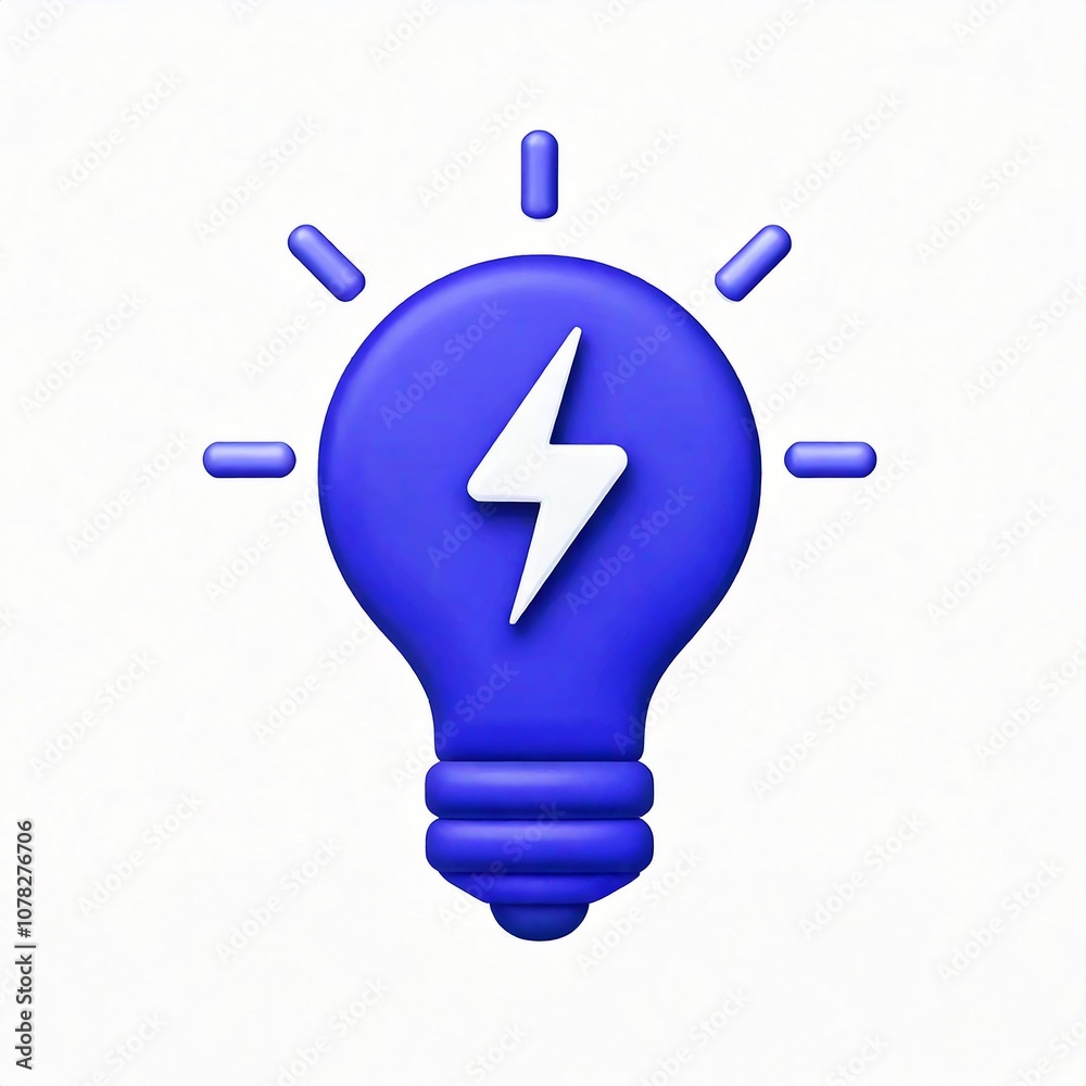Fototapeta premium A creative blue light bulb icon representing ideas and innovation.