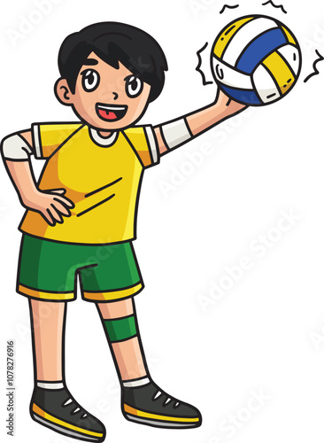 Volleyball Player Spiking the Ball Cartoon Clipart