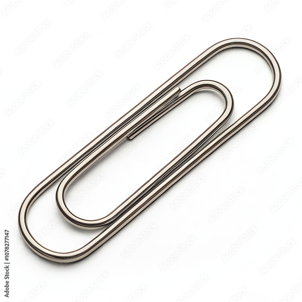Modern metal paper clips arranged stylishly on a white background. Modern metal paper clips arranged stylishly on a white background.