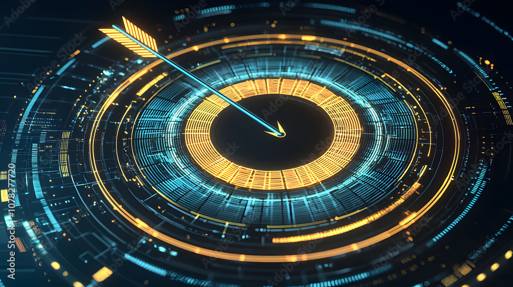 Obraz premium Futuristic digital arrow in vibrant colors