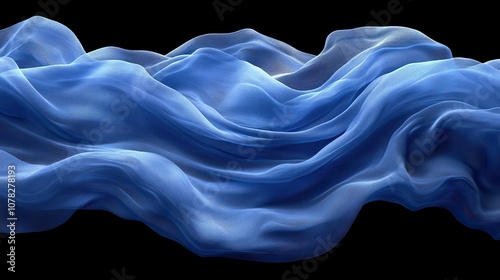 flowing blue cloth background with alpha channel 3d rendering