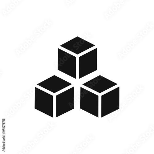 Cube icon Flat simple outline set