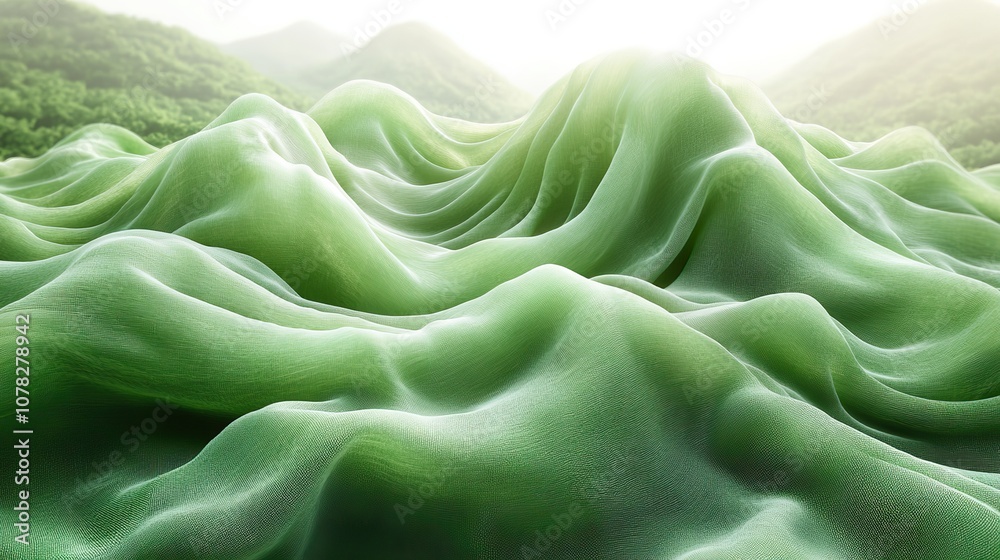 flowing green cloth background 3d rendering flowing green cloth background 3d rendering