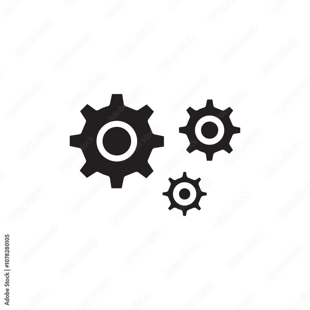 Gears icon Flat simple outline set Gears icon Flat simple outline set