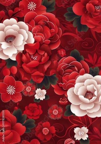 Red and White Floral Pattern