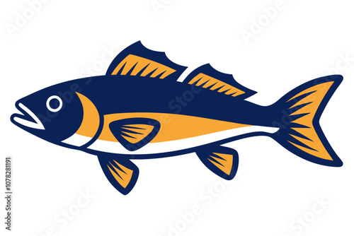 Walleye Fish Color Vector Illustration.