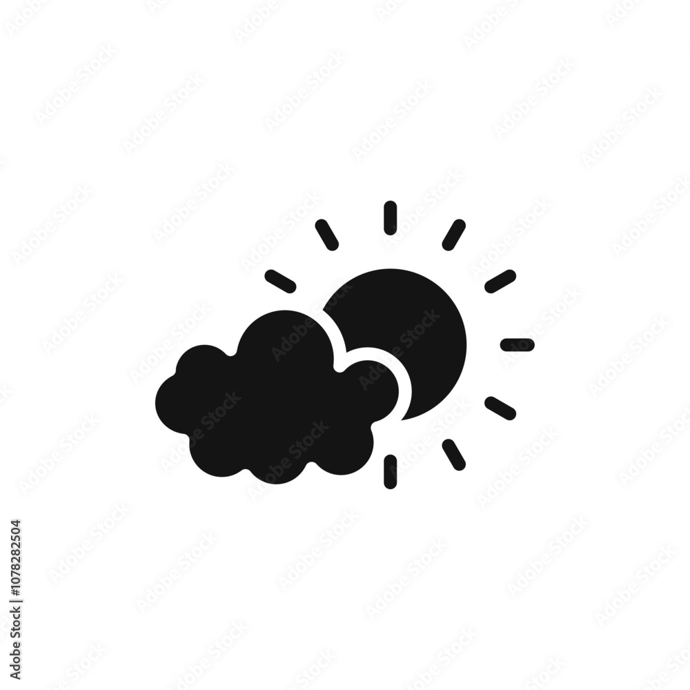 Partially cloudy icon Flat simple outline set Partially cloudy icon Flat simple outline set