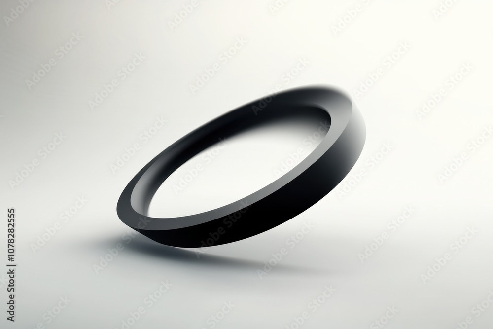Black Ring on White Background - Minimalist Design Element
