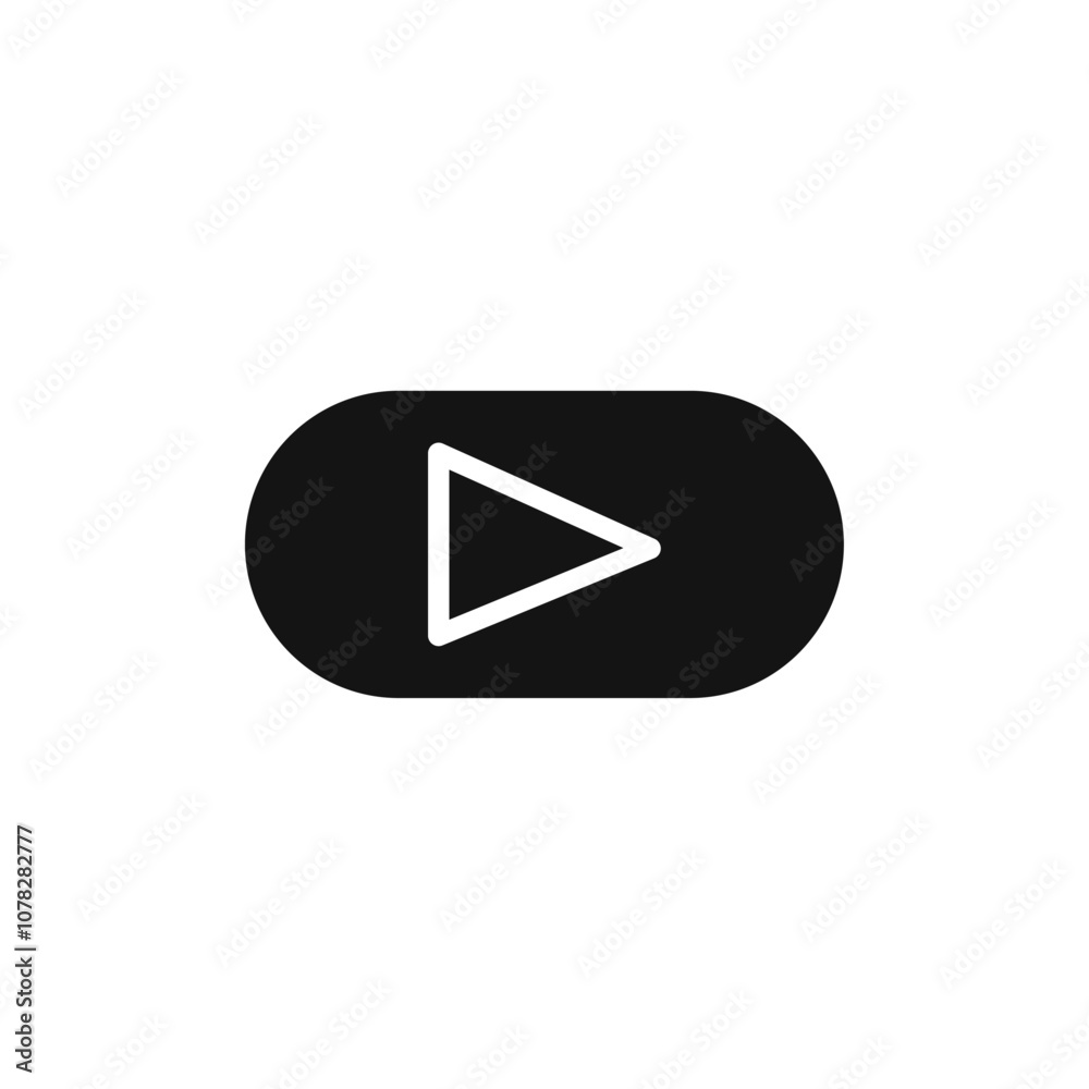 Play button icon Flat simple outline set