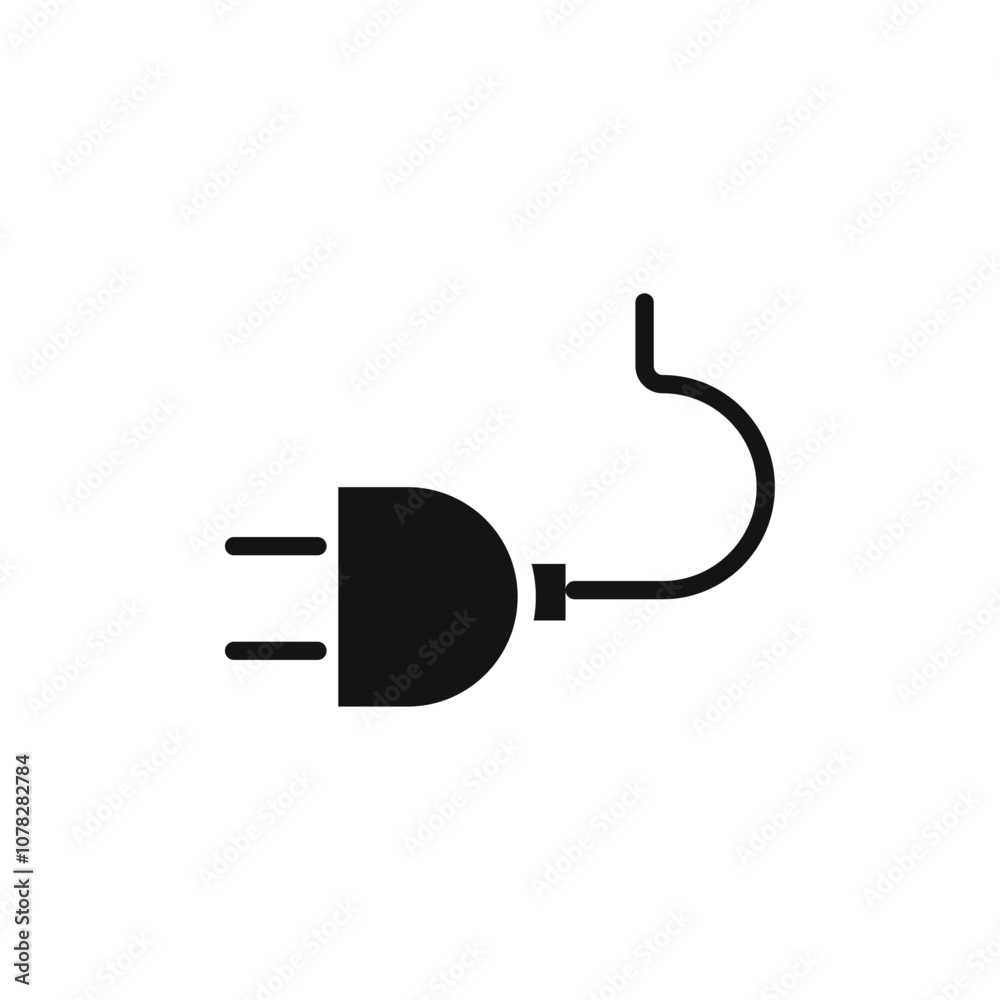 Plug icon Flat simple outline set