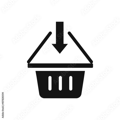 Shopping basket icon Flat simple outline set