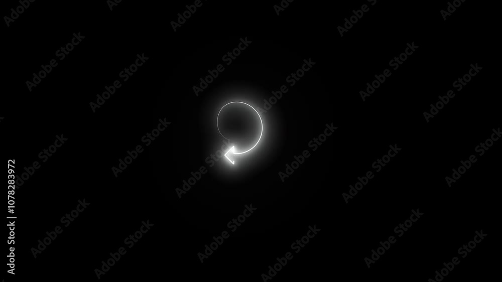 Glowing looping neon arrows animation on black background