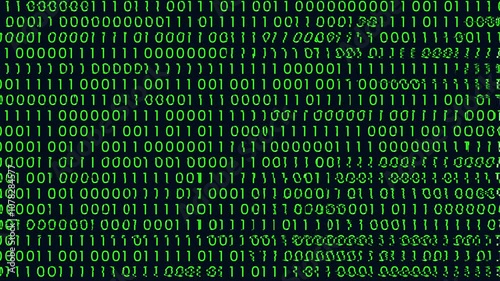 fast changing binary code - glitch effect. 4K video animation.