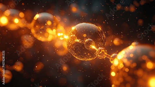 golden molecules with biological and chemical concept 3d rendering photo