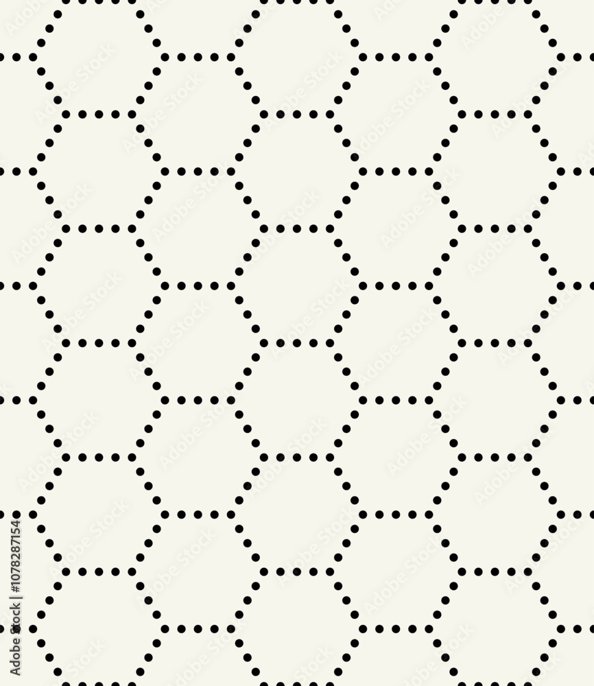 Vector seamless pattern. Modern stylish texture. Repeating geometric tiles with filled dotted hexagons. Regular hipster background. Small circles form hexagonal minimalistic ornament. Vector seamless pattern. Modern stylish texture. Repeating geometric tiles with filled dotted hexagons. Regular hipster background. Small circles form hexagonal minimalistic ornament.