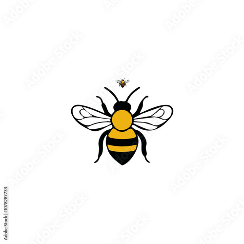  Simple flat 2D icon bee isolated on transparent background, vector, flat design, animation design, vector, flat design, animation design, simple flat 2D icon, minimalist design, clipart