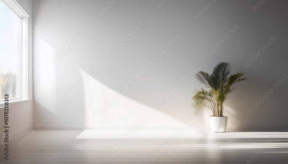 Pale gray wall with soft, cool morning light from nearby window. Pale gray wall with soft, cool morning light from nearby window.