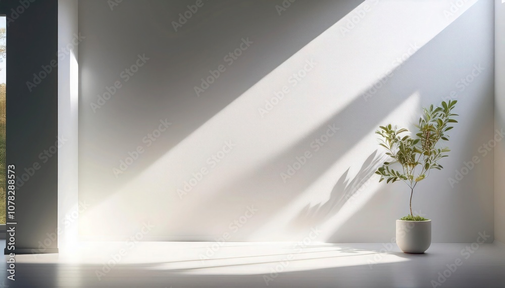 Pale gray wall with soft, cool morning light from nearby window. Pale gray wall with soft, cool morning light from nearby window.