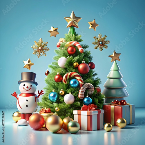 3D Christmas Elements Composition