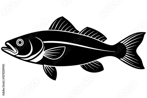 Walleye Fish Silhouette Vector Art.