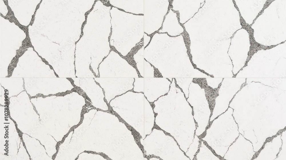 White Marble Surface with Black Veining and Cracks White Marble Surface with Black Veining and Cracks
