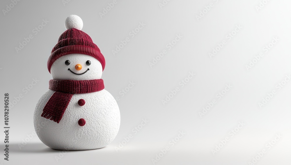 Smiling Snowman in a Red Hat and Scarf Smiling Snowman in a Red Hat and Scarf