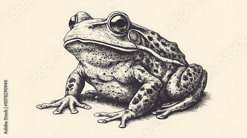 Detailed Illustration of a Frog in Grass