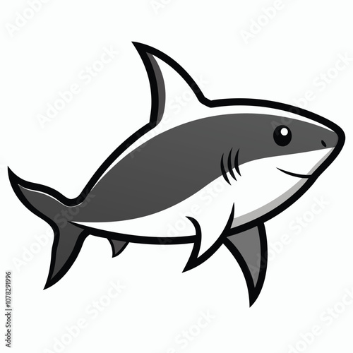 Solid color Grey Reef Shark animal vector design